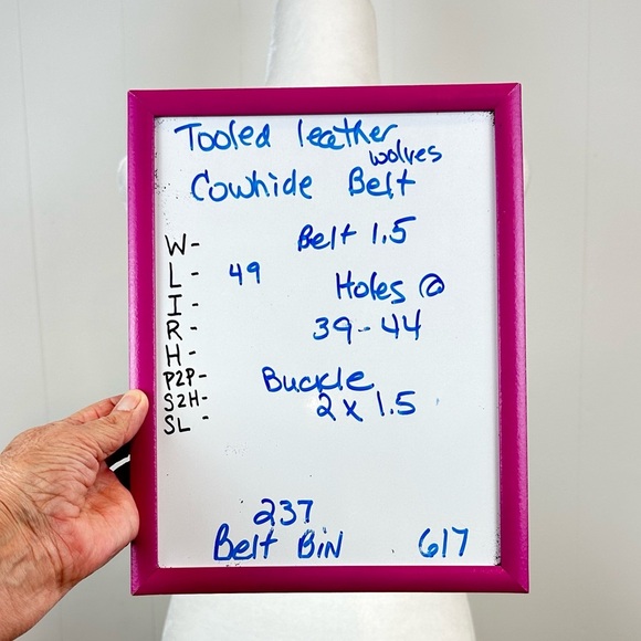 Vintage Tooled Cowhide Wolf Embossed Western Belt Men’s Size 42” - Picture 16 of 16